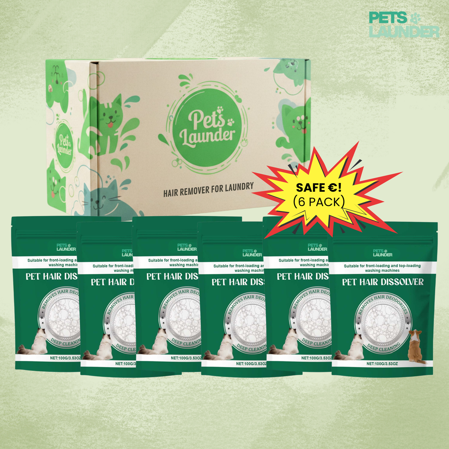 Huisdierhaar Oplosser voor de Was (6 Stuks) - Verwijdert Honden en Kattenhaar tijdens het Wassen